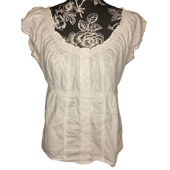 Y2K Vintage Old Navy Ruffle Blouse Cottagecore Cottage Fairy Everyday - Picture 1 of 9